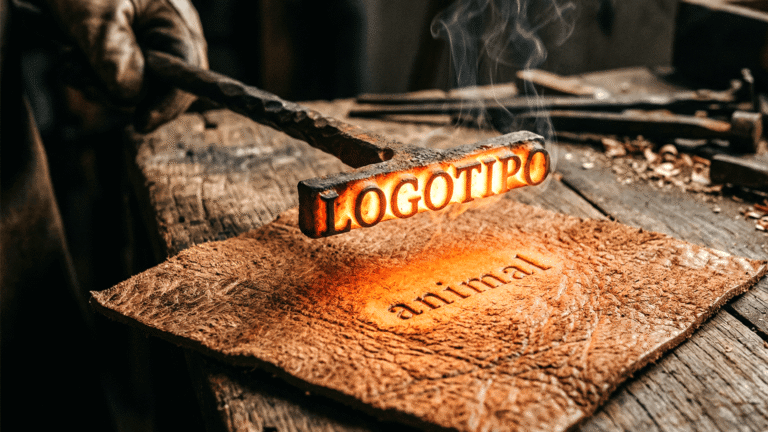 Ferro de marcar em brasa quente, ilustrando que a marca, logomarca, logo e logotipo vão muito além de um simples desenho estético.
