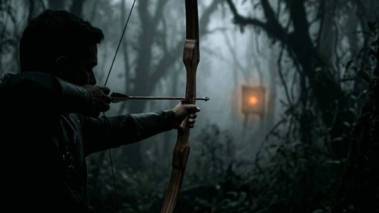 Um raio de luz atingindo um único ponto em uma sala escura, simbolizando o impacto da qualidade sobre o ruído dos posts genéricos.