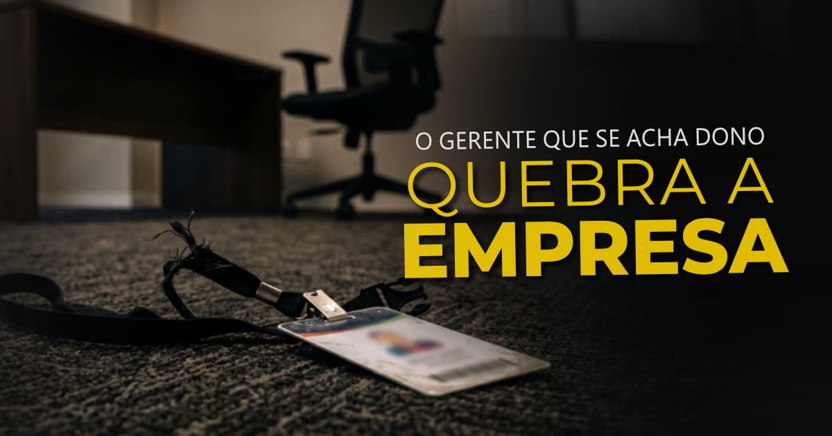 Crachá corporativo jogado no chão ao lado de uma mesa vazia e limpa, ilustrando a demissão e a fuga dos melhores profissionais causada por uma liderança tóxica.